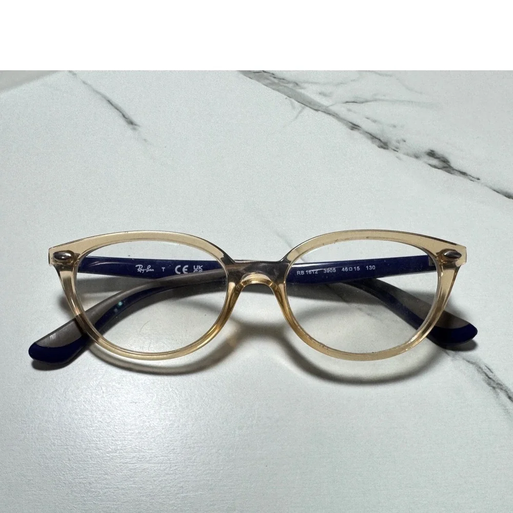 Ray-Ban RB 1612 3905 Kids Eyeglasses Honey Navy Blue Cat Eye Frames 46-15 130